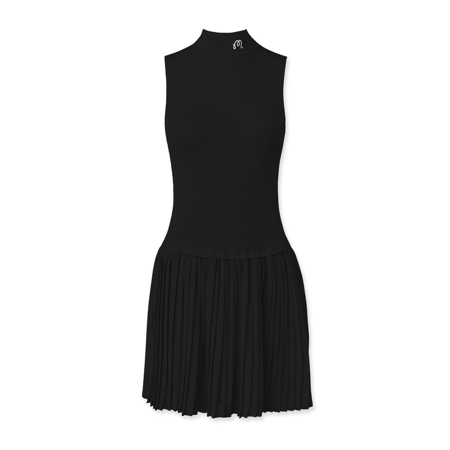 OLIVIA PLEATED MOCKNECK DRESS