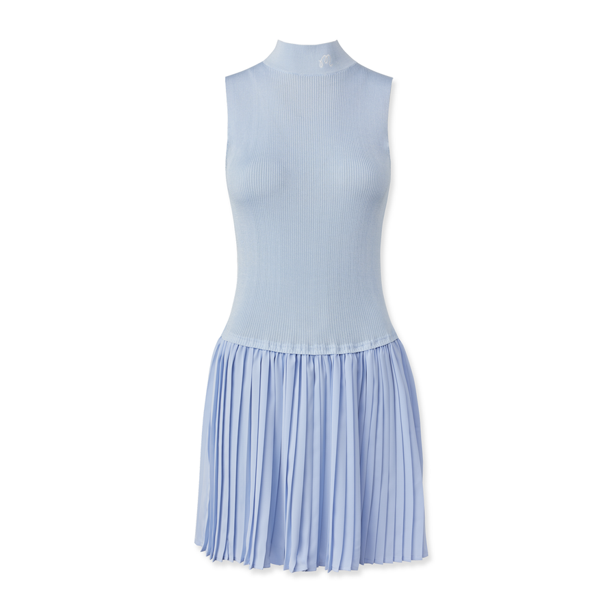 OLIVIA PLEATED MOCKNECK DRESS